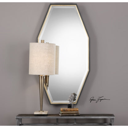 Savion Gold Octagon Mirror by Uttermost in gold. Made from pine, mdf, glass in a modern style.