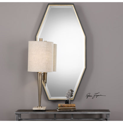 Savion Gold Octagon Mirror by Uttermost in gold. Made from pine, mdf, glass in a modern style.