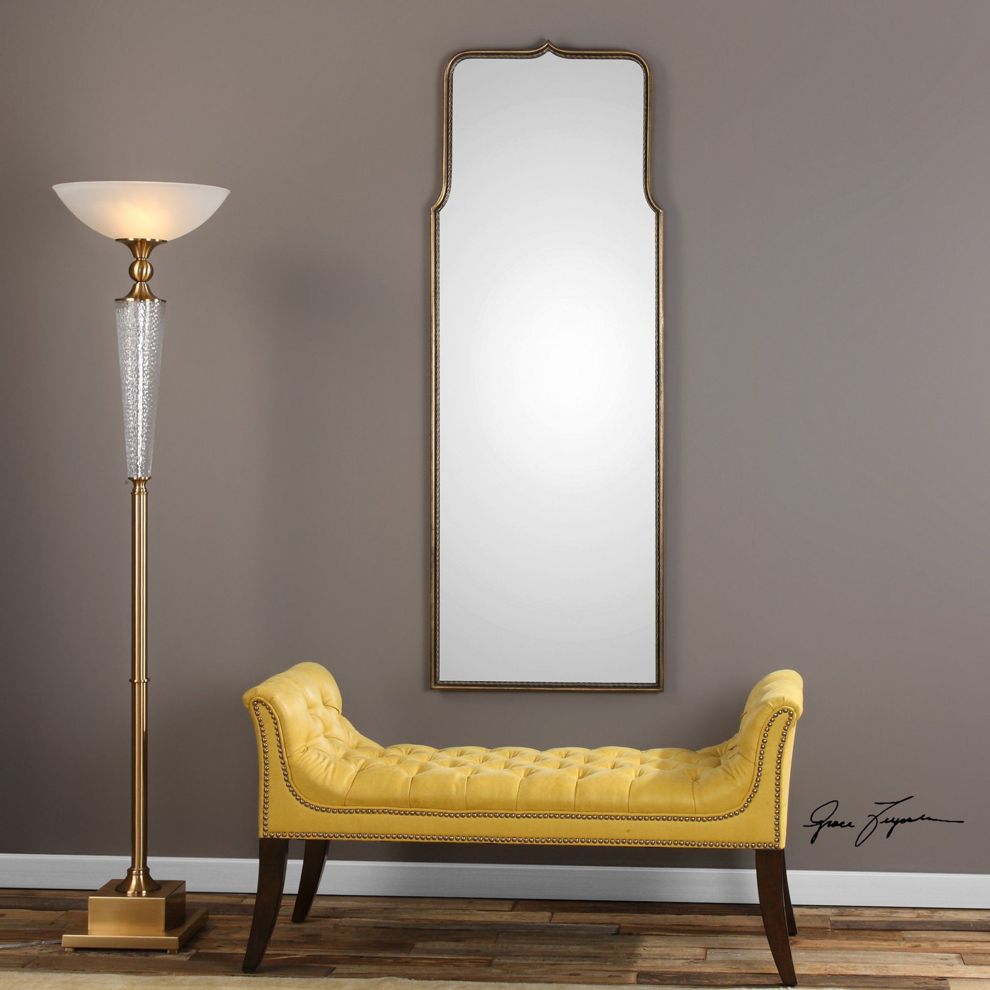 Adelasia Mirror by Uttermost in gold. Made from metal, glass, mdf in a transitional style.