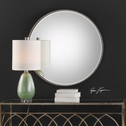 Stefania Beaded Round Mirror by Uttermost. Made from mirror, mdf, iron in a modern style.