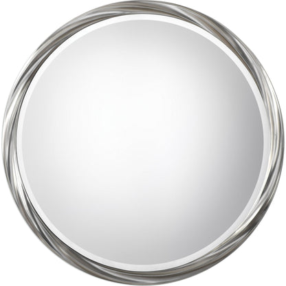 Orion Mirror by Uttermost in silver. Made from pu leather, mirror, mdf in a modern style.