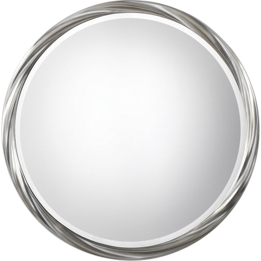 Orion Mirror by Uttermost in silver. Made from pu leather, mirror, mdf in a modern style.