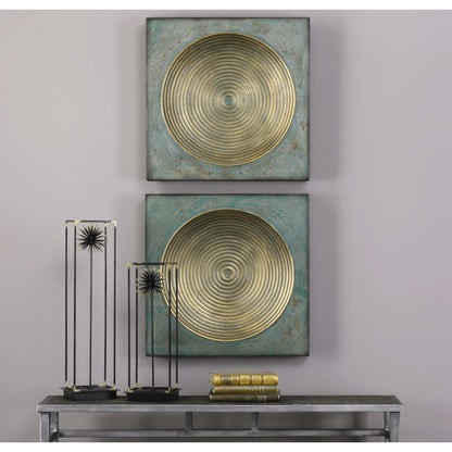 Sybil Squares (Set of 2) by Uttermost in gold. Made from iron in a modern style.