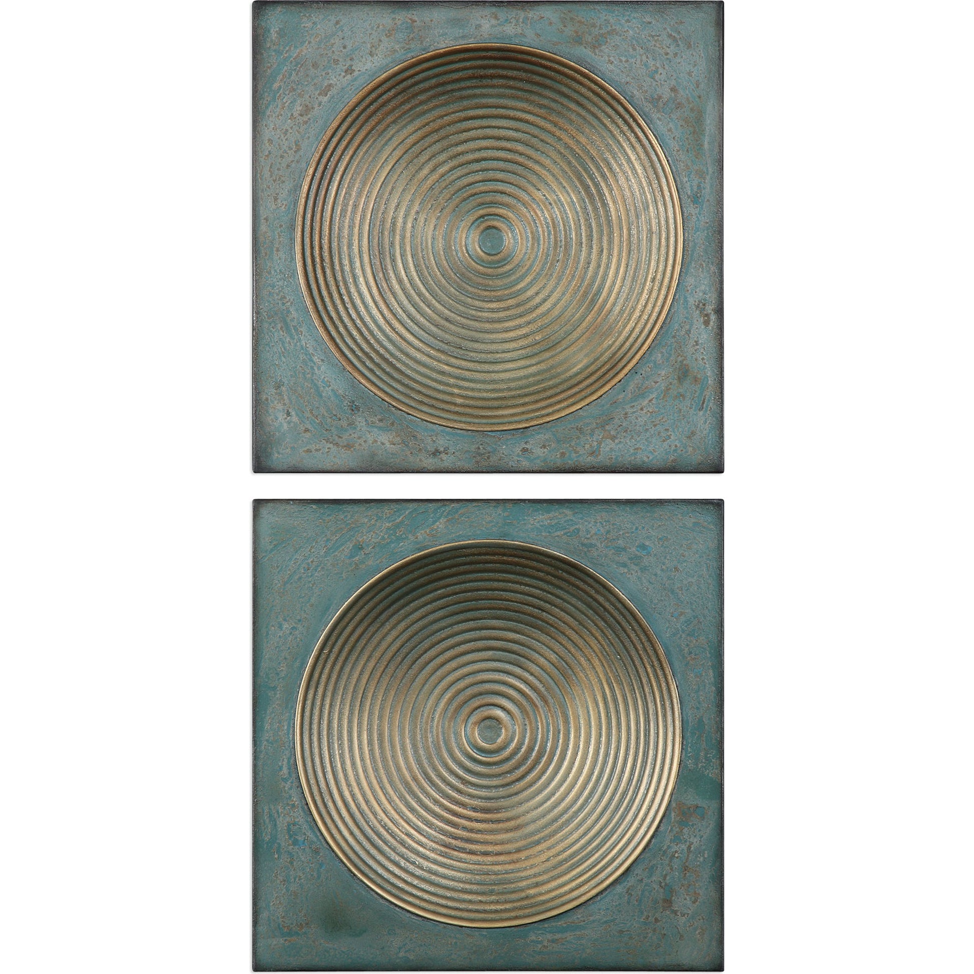 Sybil Squares (Set of 2) by Uttermost in gold. Made from iron in a modern style.