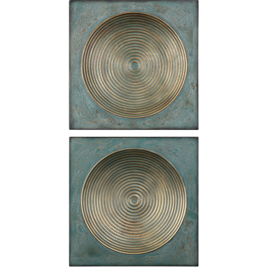 Sybil Squares (Set of 2) by Uttermost in gold. Made from iron in a modern style.