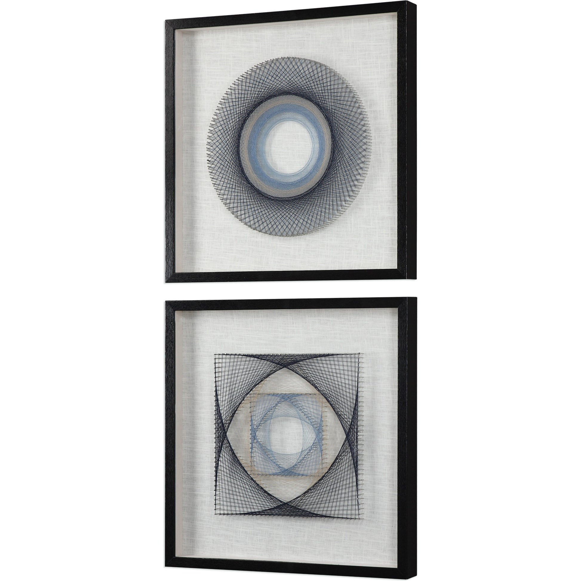 String Duet Geometric Art (Set of 2) by Uttermost in multi. Made from thread, pine, glass, fabric in a modern style.