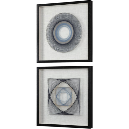 String Duet Geometric Art (Set of 2) by Uttermost in multi. Made from thread, pine, glass, fabric in a modern style.
