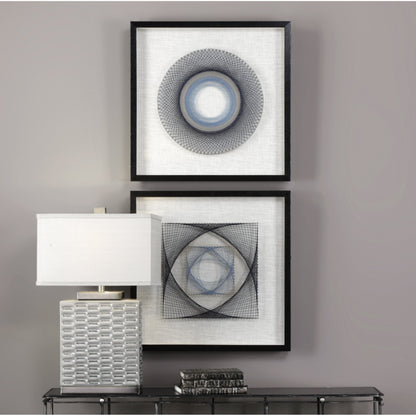 String Duet Geometric Art (Set of 2) by Uttermost in multi. Made from thread, pine, glass, fabric in a modern style.