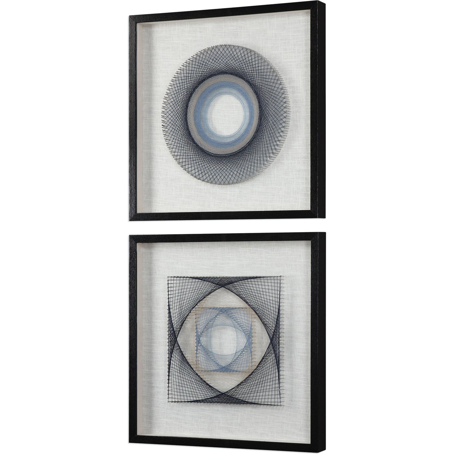 005 S-251619 | Additional Silo | String Duet Geometric Art (Set of 2) by Uttermost in multi. Made from thread, pine, glass, fabric in a modern style.