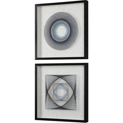 String Duet Geometric Art (Set of 2) by Uttermost in multi. Made from thread, pine, glass, fabric in a modern style.