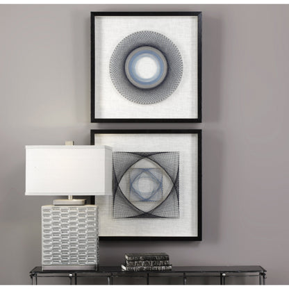 String Duet Geometric Art (Set of 2) by Uttermost in multi. Made from thread, pine, glass, fabric in a modern style.