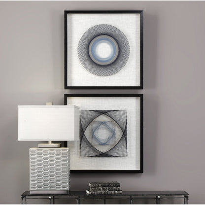String Duet Geometric Art (Set of 2) by Uttermost in multi. Made from thread, pine, glass, fabric in a modern style.