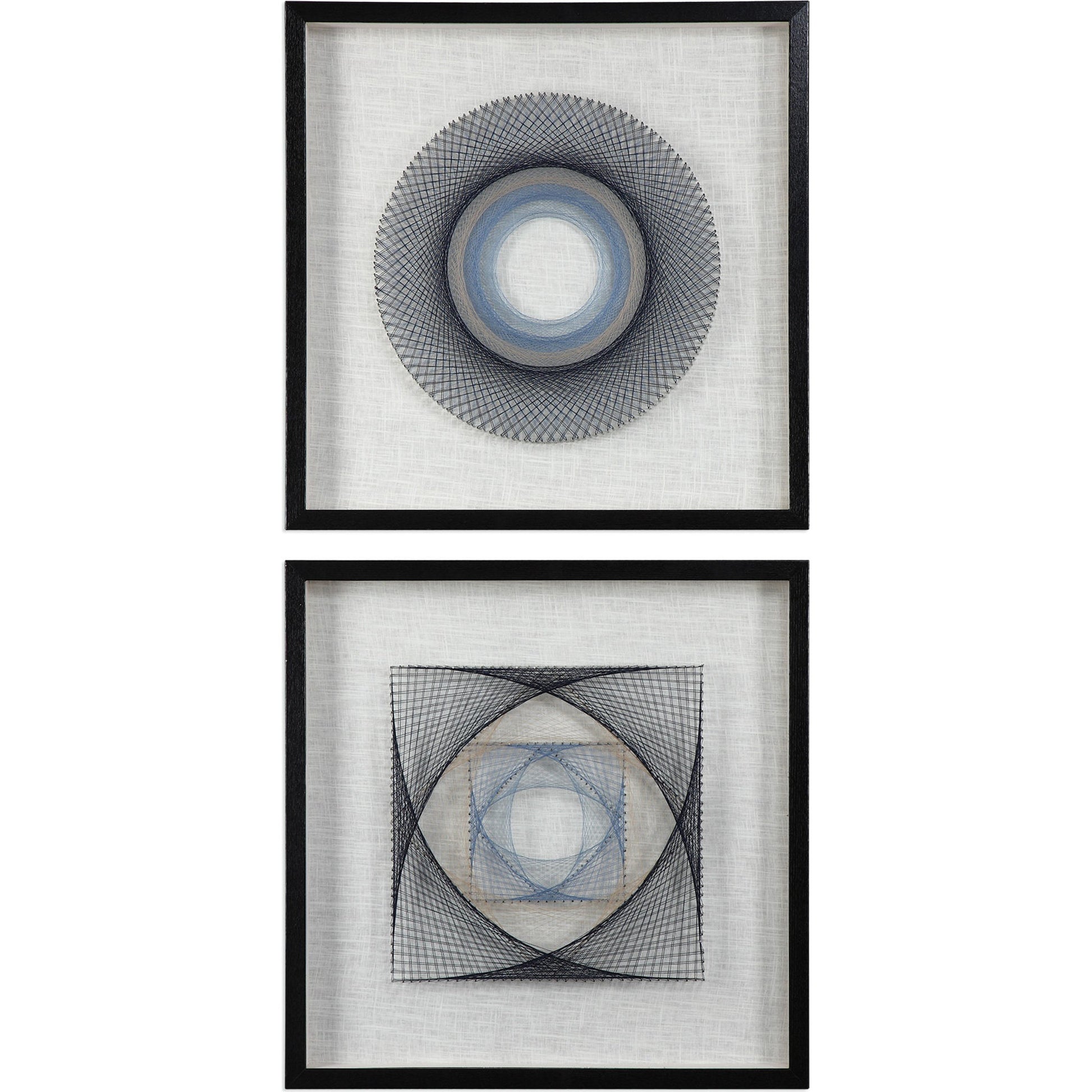 String Duet Geometric Art (Set of 2) by Uttermost in multi. Made from thread, pine, glass, fabric in a modern style.