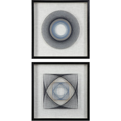 String Duet Geometric Art (Set of 2) by Uttermost in multi. Made from thread, pine, glass, fabric in a modern style.