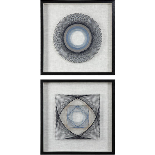 String Duet Geometric Art by Uttermost in multi. Made from thread, pine, glass, fabric in a modern style.