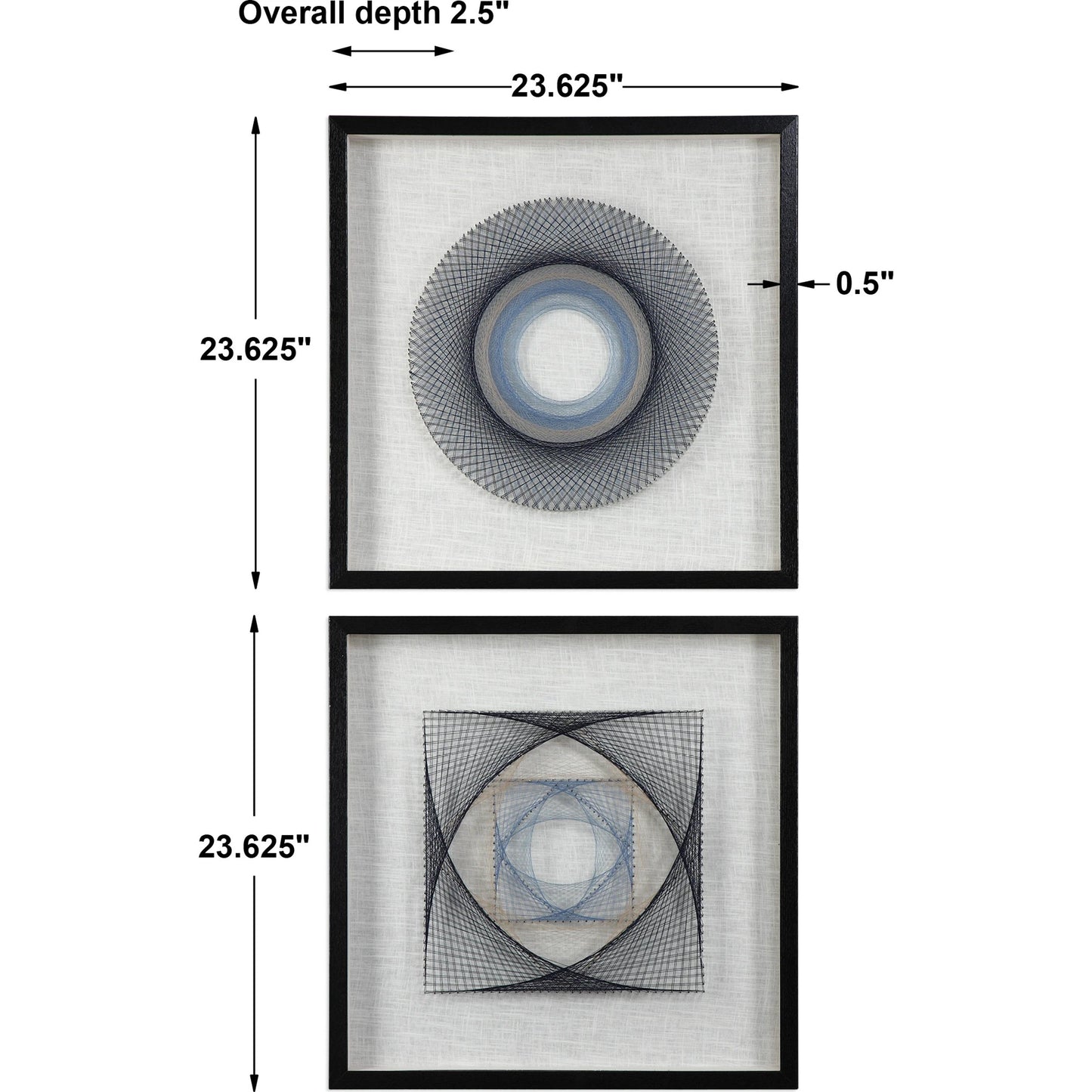 007 S-251619 | Additional Silo | String Duet Geometric Art (Set of 2) by Uttermost in multi. Made from thread, pine, glass, fabric in a modern style.