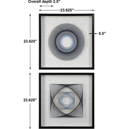 String Duet Geometric Art (Set of 2) by Uttermost in multi. Made from thread, pine, glass, fabric in a modern style.