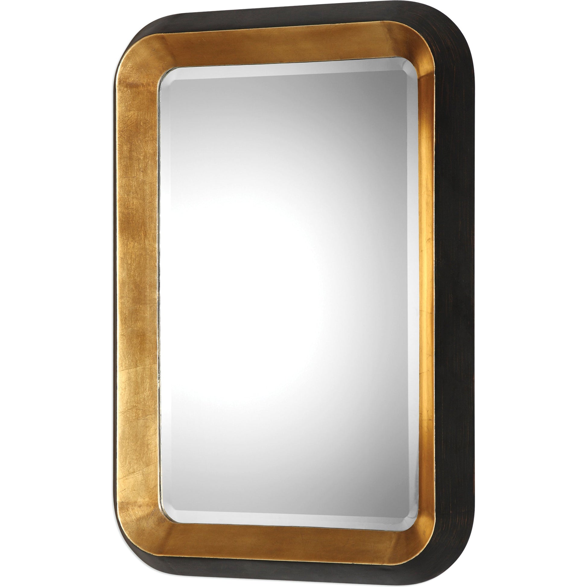Niva Wall Mirror by Uttermost in gold. Made from mdf, metal, silver mirror in a modern style.