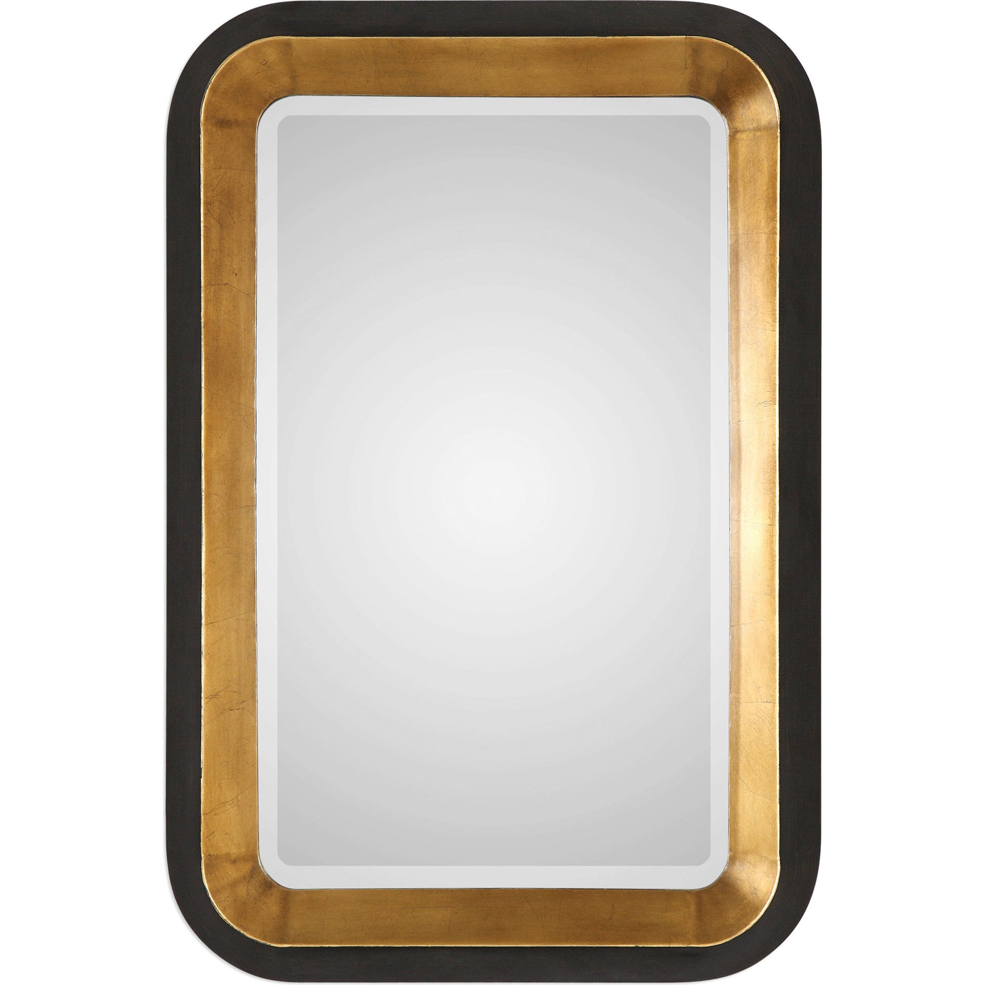 Niva Wall Mirror by Uttermost in gold. Made from mdf, metal, silver mirror in a modern style.
