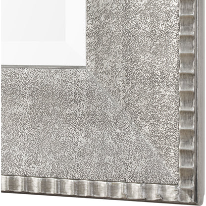 Leiston Mirror by Uttermost in silver. Made from mdf, mirror, corrugated, kraft paper in a modern style.