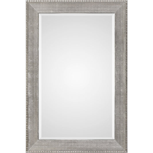 Leiston Mirror by Uttermost in silver. Made from mdf, mirror, corrugated, kraft paper in a modern style.