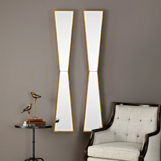 Corbata Mirror by Uttermost in gold. Made from mdf, mirror in a modern style.