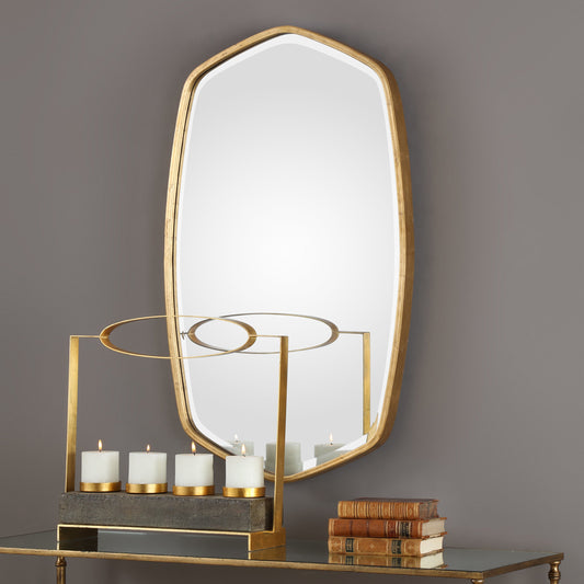 Duronia Mirror by Uttermost in gold. Made from mdf, metal, mirror in a transitional style.