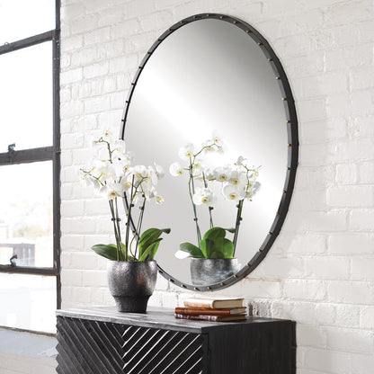 Benedo Round Mirror by Uttermost. Made from metal, mirror in a modern style.