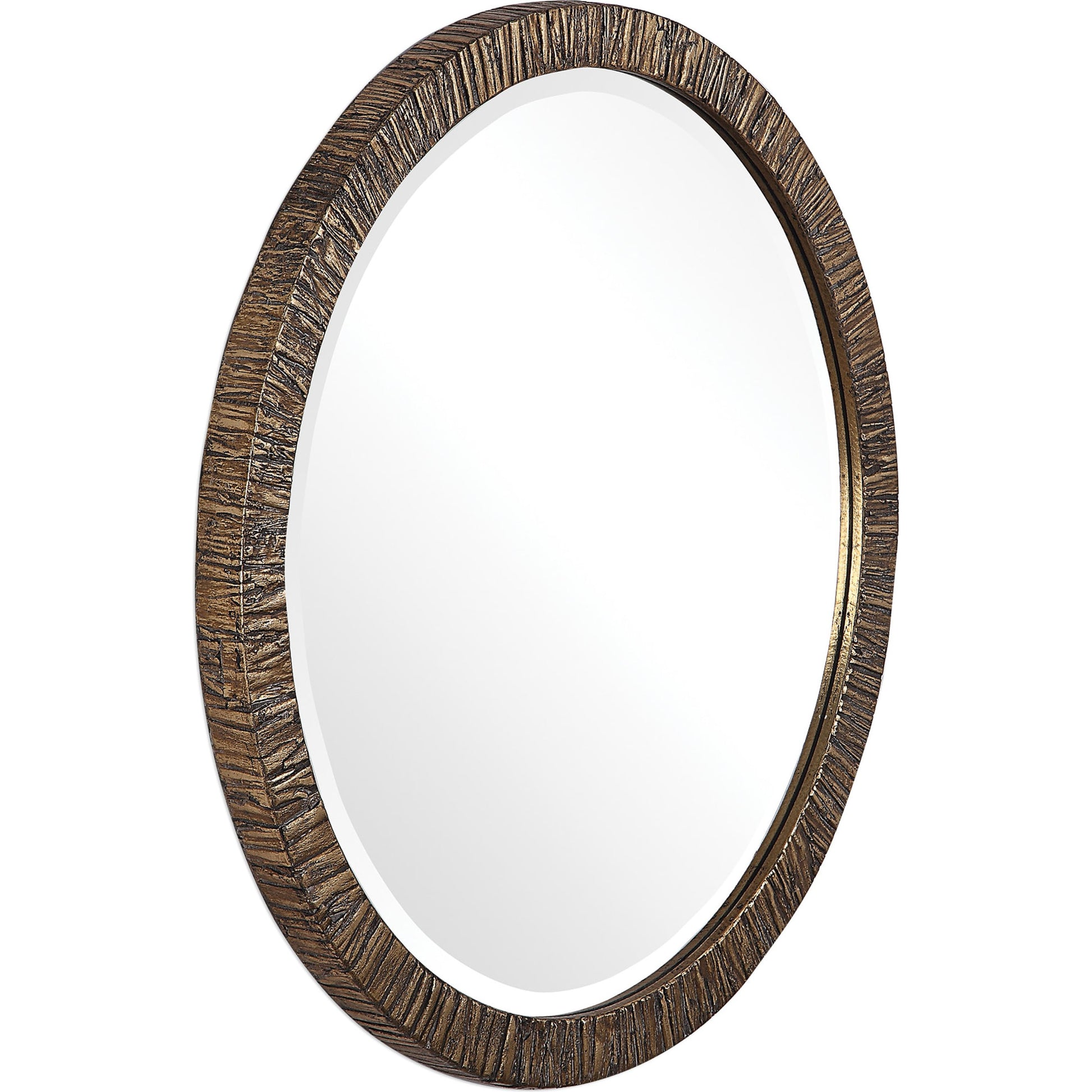 Wayde Mirror by Uttermost in gold. Made from bark, glass, mdf in a eclectic & global style.