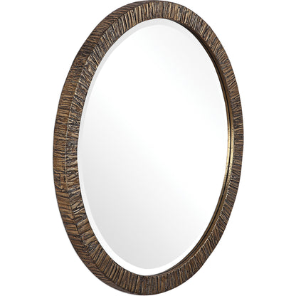 Wayde Mirror by Uttermost in gold. Made from bark, glass, mdf in a eclectic & global style.