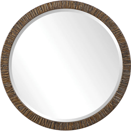 Wayde Mirror by Uttermost in gold. Made from bark, glass, mdf in a eclectic & global style.