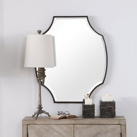 Ulalia Scalloped Mirror by Uttermost. Made from mdf, metal, mirror in a transitional style.