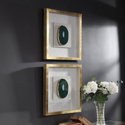 Keeva Agate Stone Shadow Box by Uttermost. Made from pine, agate, glass, mdf, linen in a eclectic & global style.