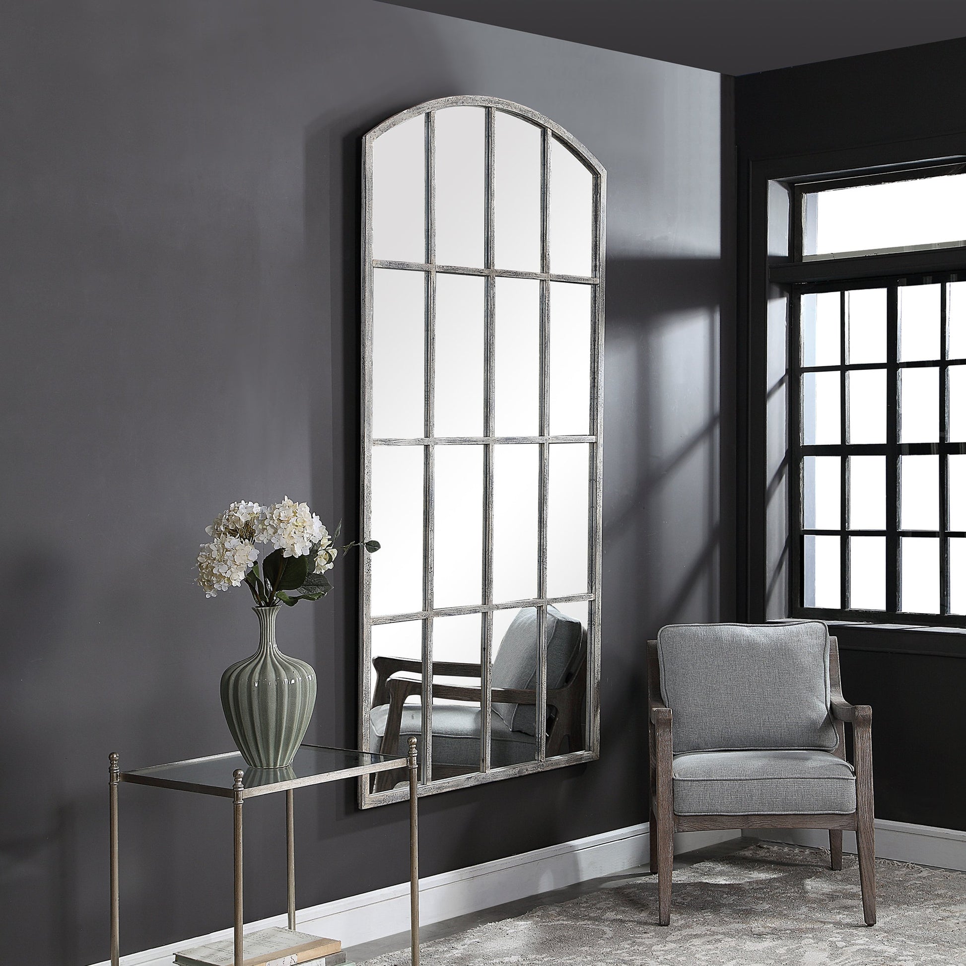 Amiel Ivory Arched Mirror by Uttermost. Made from metal, glass, mdf in a cottage & farmhouse style.
