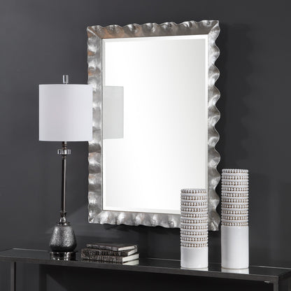 Haya Vanity Mirror by Uttermost in silver. Made from mirror, iron, mdf in a transitional style.