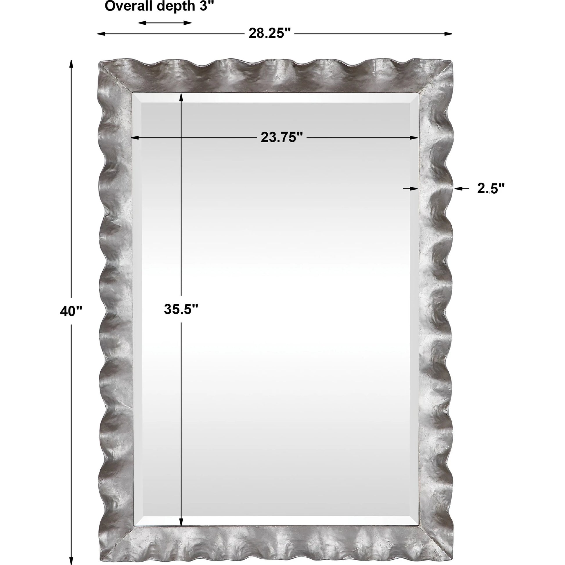 Haya Vanity Mirror by Uttermost in silver. Made from mirror, iron, mdf in a transitional style.