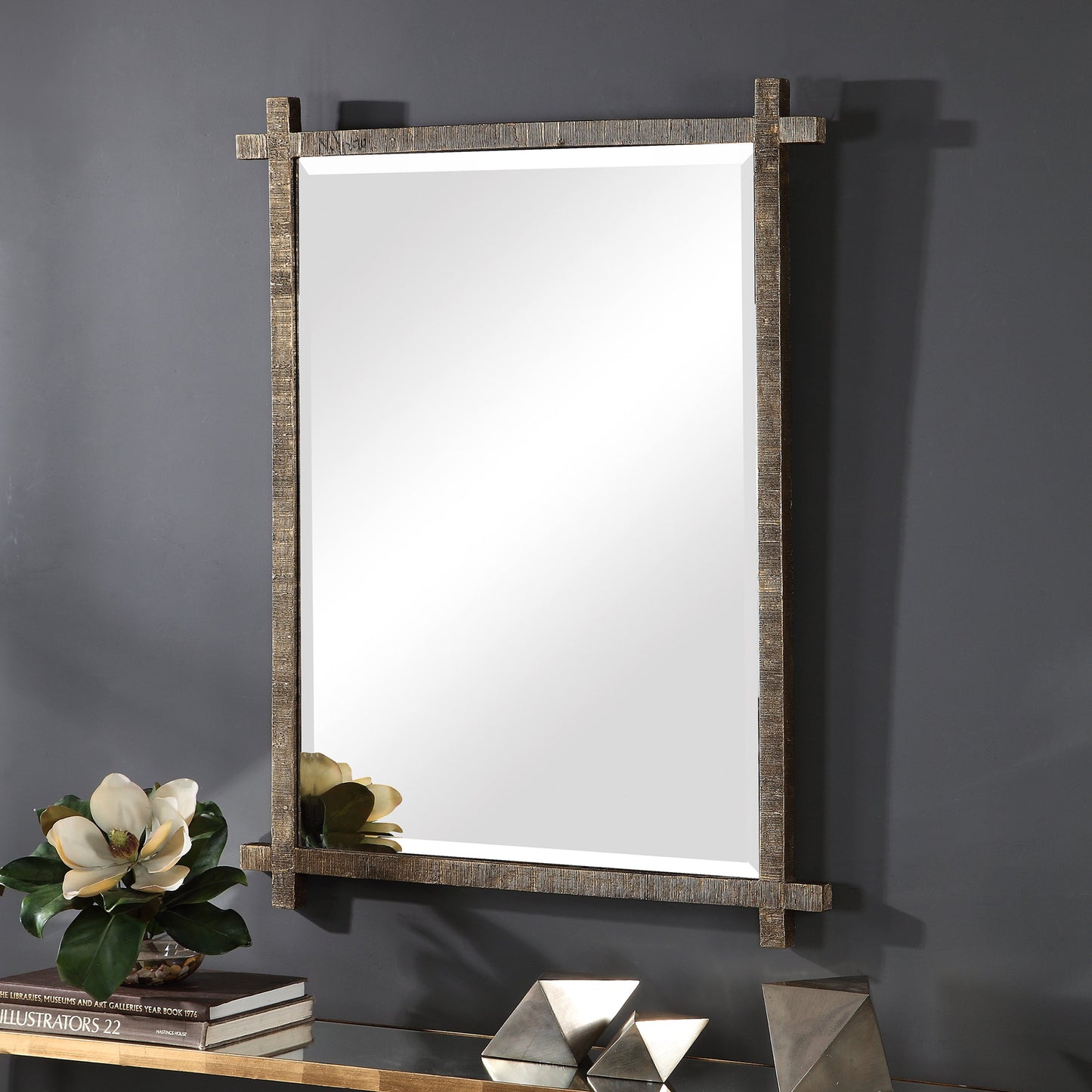 007 SR-388896 | Lifestyle | Abanu Vanity Mirror by Uttermost in gold. Made from resin, mdf, mirror in a modern style.