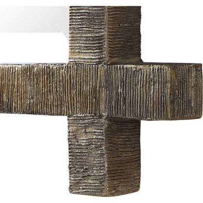 Abanu Vanity Mirror by Uttermost in gold. Made from resin, mdf, mirror in a modern style.