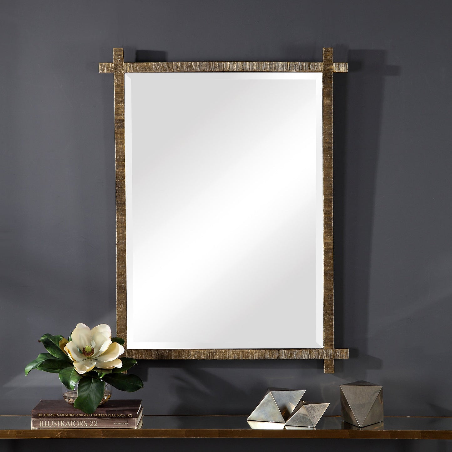 008 SR-388896 | Lifestyle | Abanu Vanity Mirror by Uttermost in gold. Made from resin, mdf, mirror in a modern style.