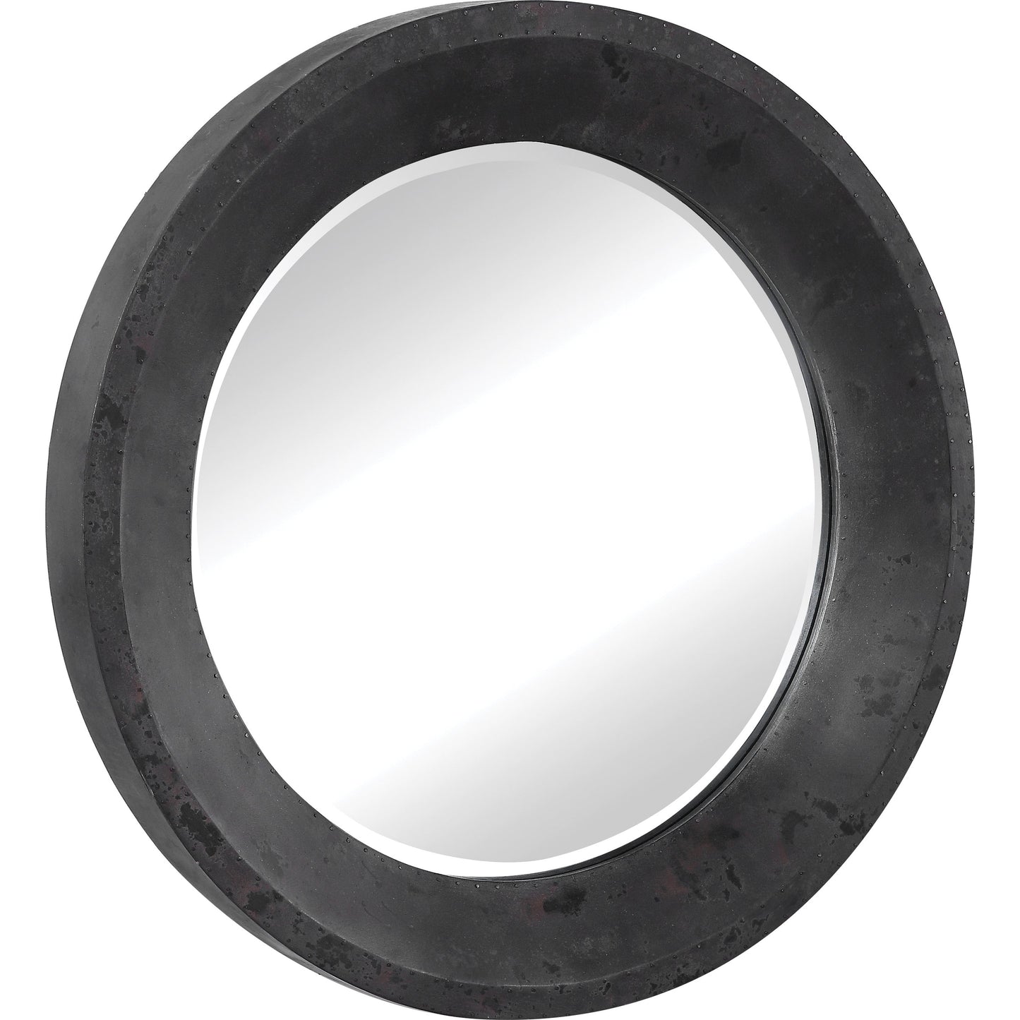 001 SR-388929 | Lifestyle | Frazier Mirror by Uttermost in dark gray. Made from mdf, nail, glass in a modern style.