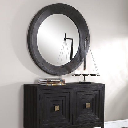 Frazier Mirror by Uttermost in dark gray. Made from mdf, nail, glass in a modern style.
