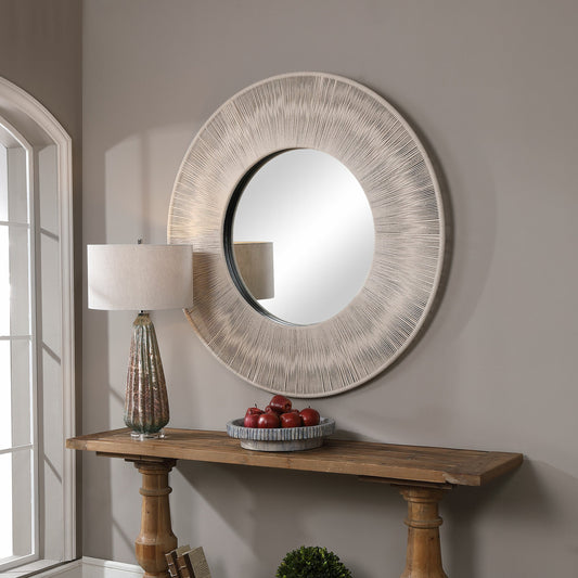 Sailor's Knot Round Mirror by Uttermost. Made from mirror, iron, rope, mdf in a coastal style.