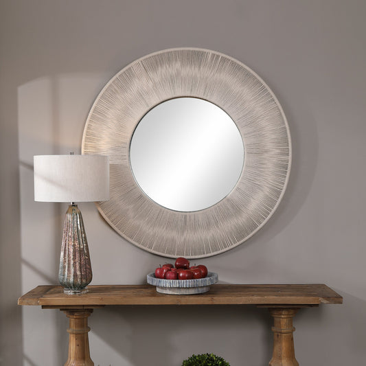 Sailor's Knot Round Mirror by Uttermost. Made from mirror, iron, rope, mdf in a coastal style.