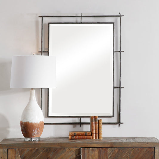 Ironworks Industrial Mirror by Uttermost. Made from iron, mdf, mirror in a modern style.