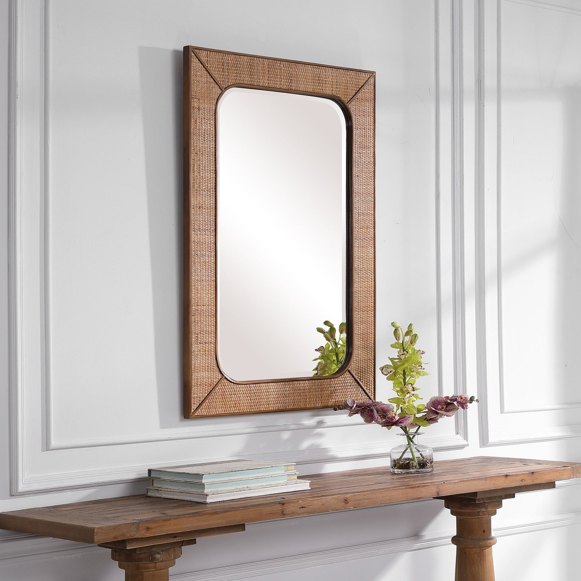 Tahiti Rattan Mirror by Uttermost. Made from fir wood, mdf, rattan, mirror in a eclectic & global style.
