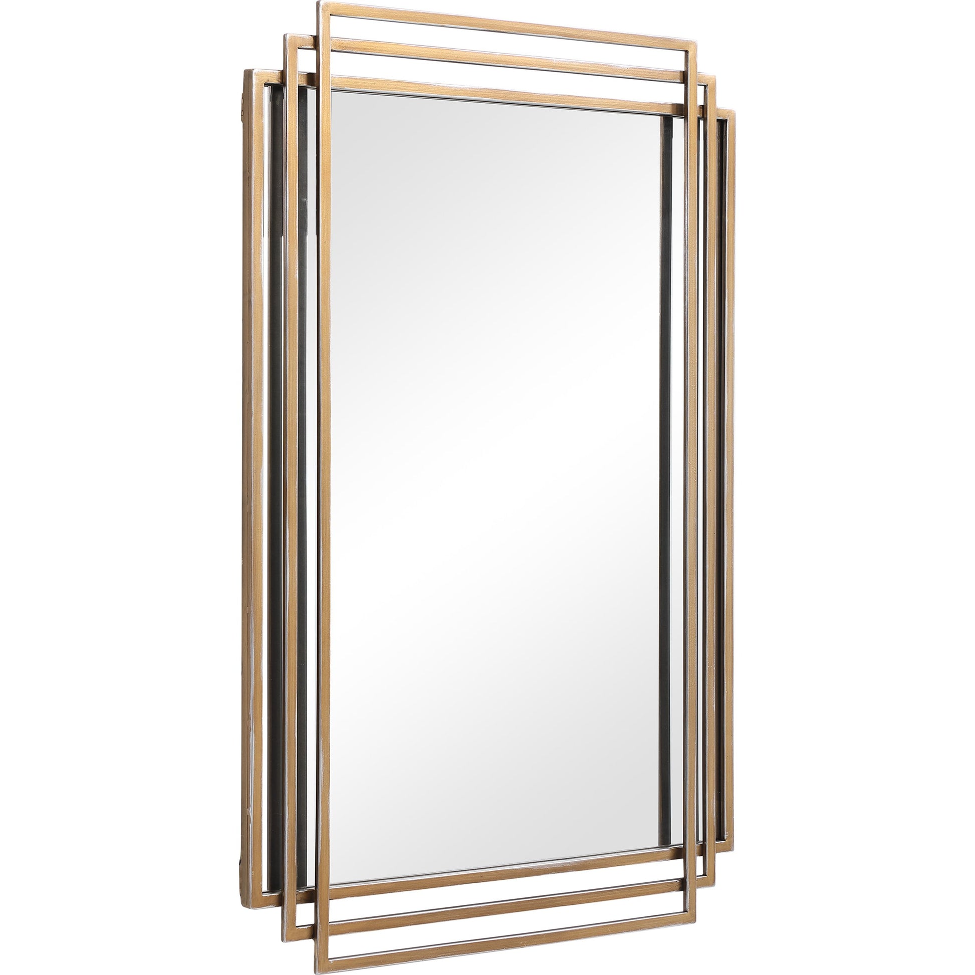 Amherst Brushed Mirror by Uttermost in gold. Made from iron, mdf, mirror in a transitional style.