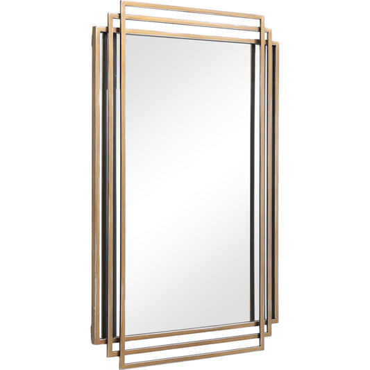 Amherst Brushed Mirror by Uttermost in gold. Made from iron, mdf, mirror in a transitional style.
