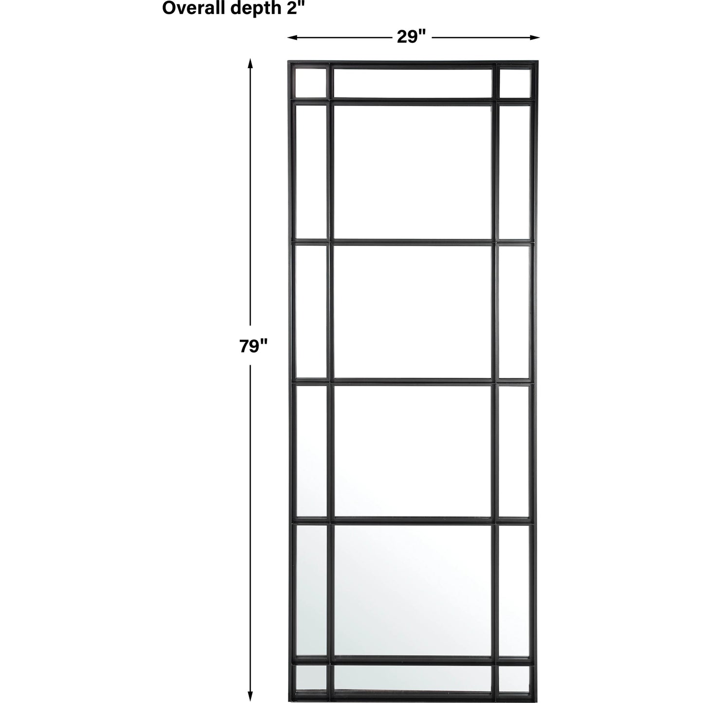 004 SI-1789752 | Additional Silo | Atticus Mirror by Uttermost in satin black. Made from iron, mdf, glass in a traditional style.