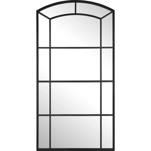 Camber Arch Mirror by Uttermost in satin black. Made from iron, glass, mdf in a traditional style.