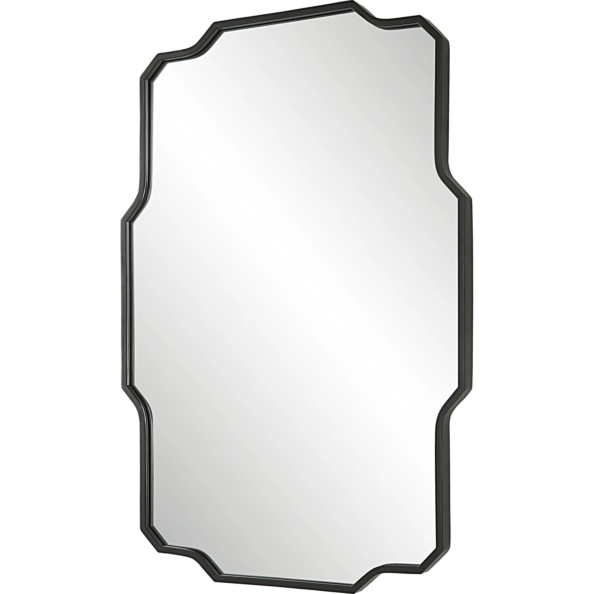 Casmus Wall Mirror by Uttermost in matte black. Made from iron, glass, mdf in a transitional style.
